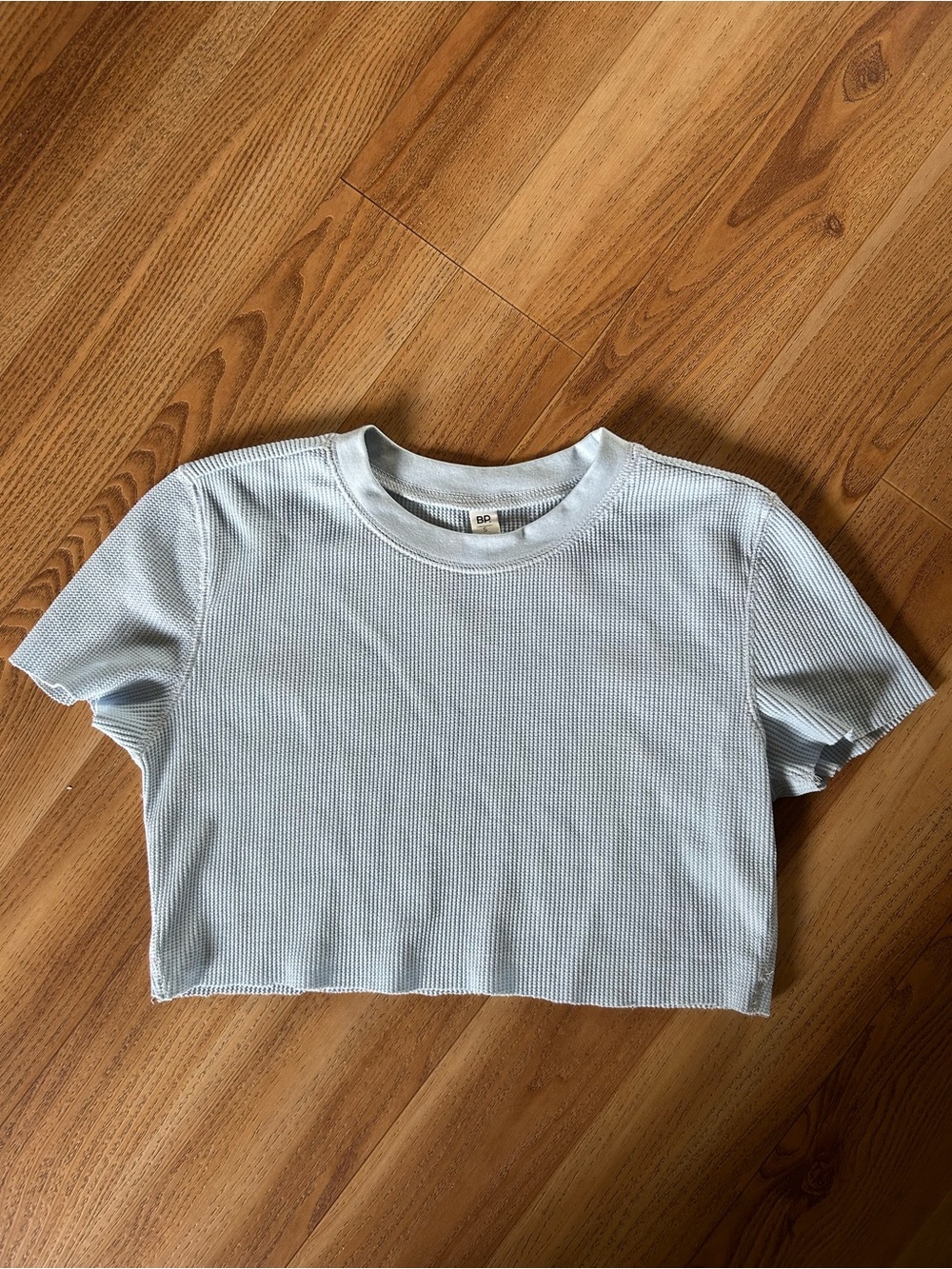 Nordstrom Light Blue Ribbed Crop Top